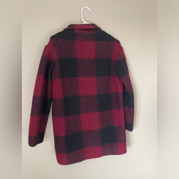 Aritzia Wilfred Free Womens Neelam WOOL burgundy plaid coat NWOT XXS never worn - Picture 5 of 9
